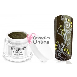Gel UV Jolifin cu sclipici Glossy Olive 5 ml + 1 Pigment Oglinda Cadou
